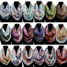Seide Blumen Schmetterling Tuch Loop Schal Halstuch Rundschal Schlauchschal 