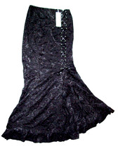 Langer Rock Gothic Eng geschniten Schwarz 36 Neu mit Schnürung