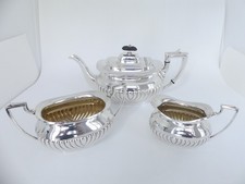 ♛ Schönes 3-teiliges englisches Teeset "Daniel & Arter" Birmingham versilbert ♛