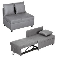 Schlafsessel 3-in-1 Ausziehbares 2 Sitzer Schlafsofa mit Bettfunktion Dunkelgrau