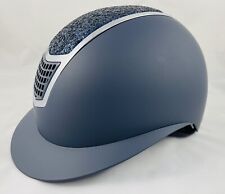 HKM Damen Reithelm GLAMOUR SHIELD - Glitzer - Blau-Silber - in Größe 53-55