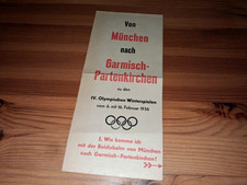 Deutsche Reichsbahn Flyer Fahrplan zu Olympia in Garmisch Partenkirchen 1936 rar