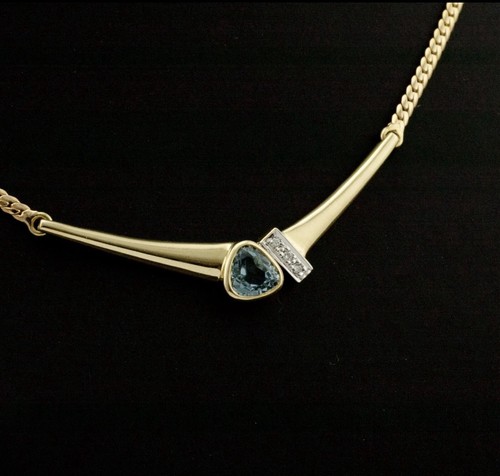 Aquamarin brillant collier 585 - collier,