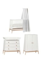 Babyzimmer Komplett Set Leander Luna Weiß, Bett, Wickelkommode,Kleiderschrank