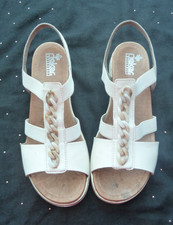 Rieker Sandale - Gr. 41  - weiß  / beige / gold