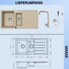 Granitspüle 100x50 cm +