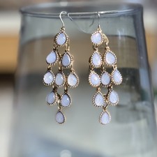 Wunderschöne goldfarbene Ohrringe von Komplott  blau Tropfsteine Kaskadenförmig