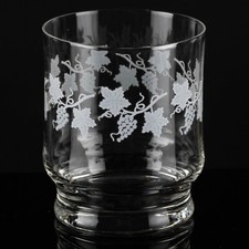 1 (von 11) Becher Saft Glas Weinbecher Wasserglas 8,7 cm Trauben Weinlaub weiß