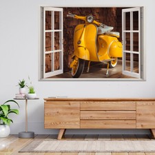 Gelb Vespa Parkplatz Holz Wand