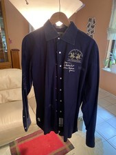 La Martina Hemd Langarm Blau Mit Perlmutt Knöpfen 2XL