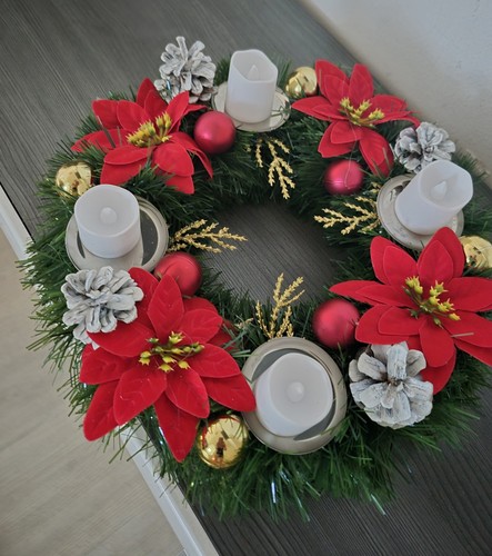 Adventskranz mit led - mit, kerzen