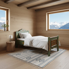 Voglauer Bett Landhaus 1800 grün retro Holzbett Einzelbett Kinderbett Gästebett