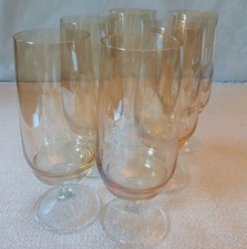 6 Biergläser Biertulpen gelbliches Glas - 15,8 x 5,5 cm