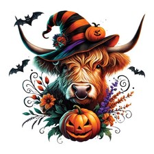 3x Halloween Highland cow car