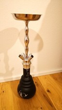 Shisha schwarz Muster Glas Chrom cooles edles Design 3 Schläuche