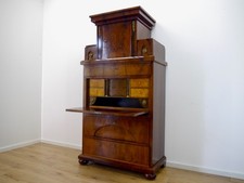 Biedermeier Sekretär Stehpult Pyramiden Mahagoni Bronze Figuren Säulen um 1820