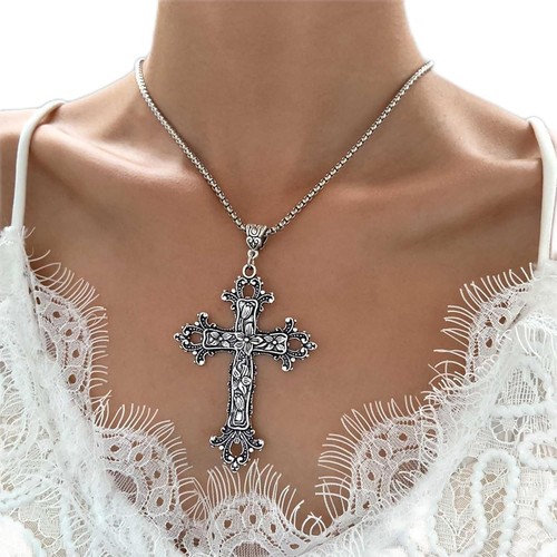Gothic silber kreuz halskette - silber,