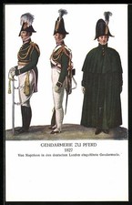 Ansichtskarte K. k. Gendarmerie zu Pferd 1827, Polizisten in Uniform 