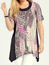 LONGSHIRT ~ TUNIKA schwarz-pink-grau-cremeweiss ZIPFEL-SHIRT Gr.48 NEU