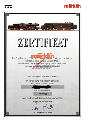 Märklin zertifikat mhi - märklin,