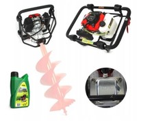 Benzin Erdbohrer 63ccm 5,2 PS 4-Takt Erdlochbohrer Pfahlbohrer Erdbohrgerät +Öl