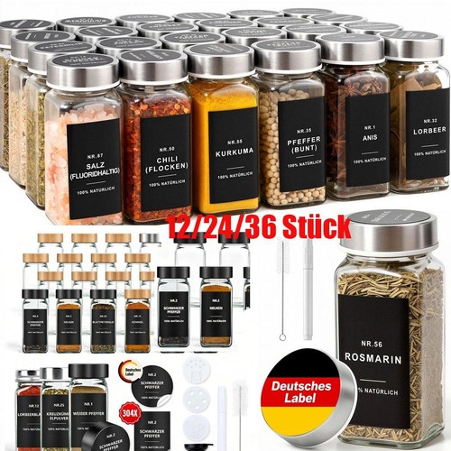 Gewürzgläser eckig set 120ml - gewürzgläser,