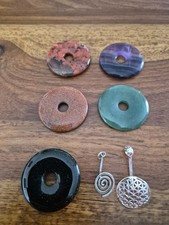 Edelstein Anhänger 5 Stück, groß, mit 2 Anhängern (Träger) in Silber 925. Super!