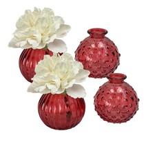 Glasvase "Jive", Vase rot, H: 8,5 cm (4er Set) - Vasen, Blumenvase, Tischdeko