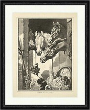 Am Fohlenstall Pferde Hunde Tiere Koch Türe Besen Strohkorb  Faksimile_E 4041