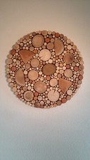 Holz Wand Deko, 14 verschiedene Hölzer, Handarbeit, Durchmesser 56 cm, T: 3,5 cm