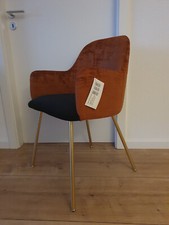 Stuhle Armlehne esszimmer 4 set samt Orange/Terra/Schwarz feine Gold Beine Neue