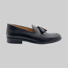 Schuhe Nappaleder Quaste Loafers Leder schwarz Lederboden elegant Made in Italy