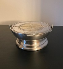 Antiker seltener Klappaschenbecher/ Aschenbecher versilbert Ø ca 12 cm