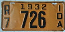 US Kennzeichen R7 726 IDA Auto Car Nummernschild gelaufen 1932