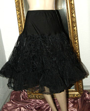 Rüschiger PETTI - Unterrock  schwarz Stufen - RÜSCHENVOLANT - ROCK  7 m Saum M/L