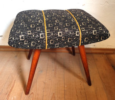 schriller Mid Century Hocker DDR 50er Stuhl Klavierbank Polsterhocker Fußbank