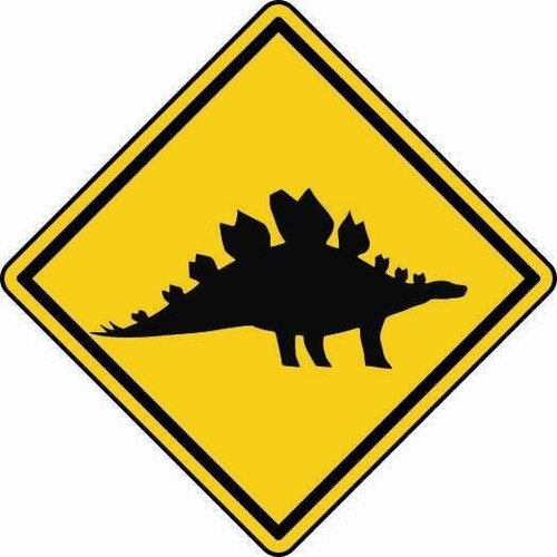 Aufkleber vorsicht stegosaurus - vorsicht,