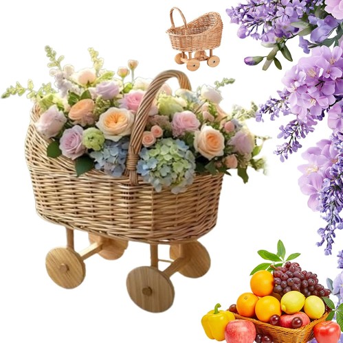 Vintage rattan kinderwagen - vintage,