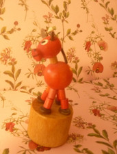  Drückfigur Wackelfigur Knickfigur DDR  Katze Holz Vintage