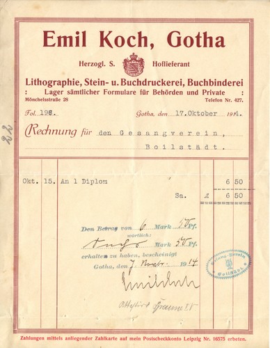 Ill rechnung emil koch - fa.,
