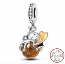 💖 Süße HONIG BIENE 925 Silber Charm Anhänger für Pandora Armband Halskette 💖