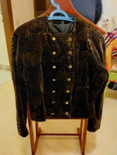 Samt Blazer kurze Form, gerader Schnitt Gr. 36 braun gemustert