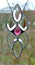 Bleiverglasung Facetten- Fensterbild Suncatcher mit Jugendstil- Glas in Tiffany 