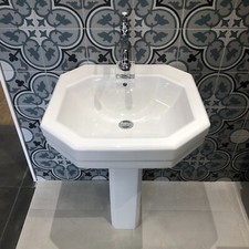 Sarreguemines Keramik-Standwaschbecken, englisch, weiß - 55 x 57,5 x 84,5 cm