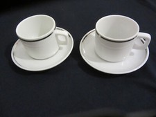 Espresso Tassen Picco Design 2 Stück weiß Platinrand Top