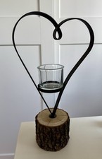 Kerzenständer Herz Holz Eisen Baumstück