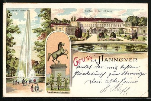 Lithographie hannover schloss - hannover,,