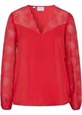 Elegante Bluse mit Spitzeneinsatz Gr. 42 Tiefrot Damenbluse Shirt Tunika Neu