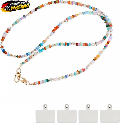 Handykette lang bunte perlen - handykette,