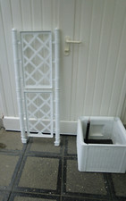 Gartenspalier Spalier Rankgitter Blumenkübel Rattan Weiss